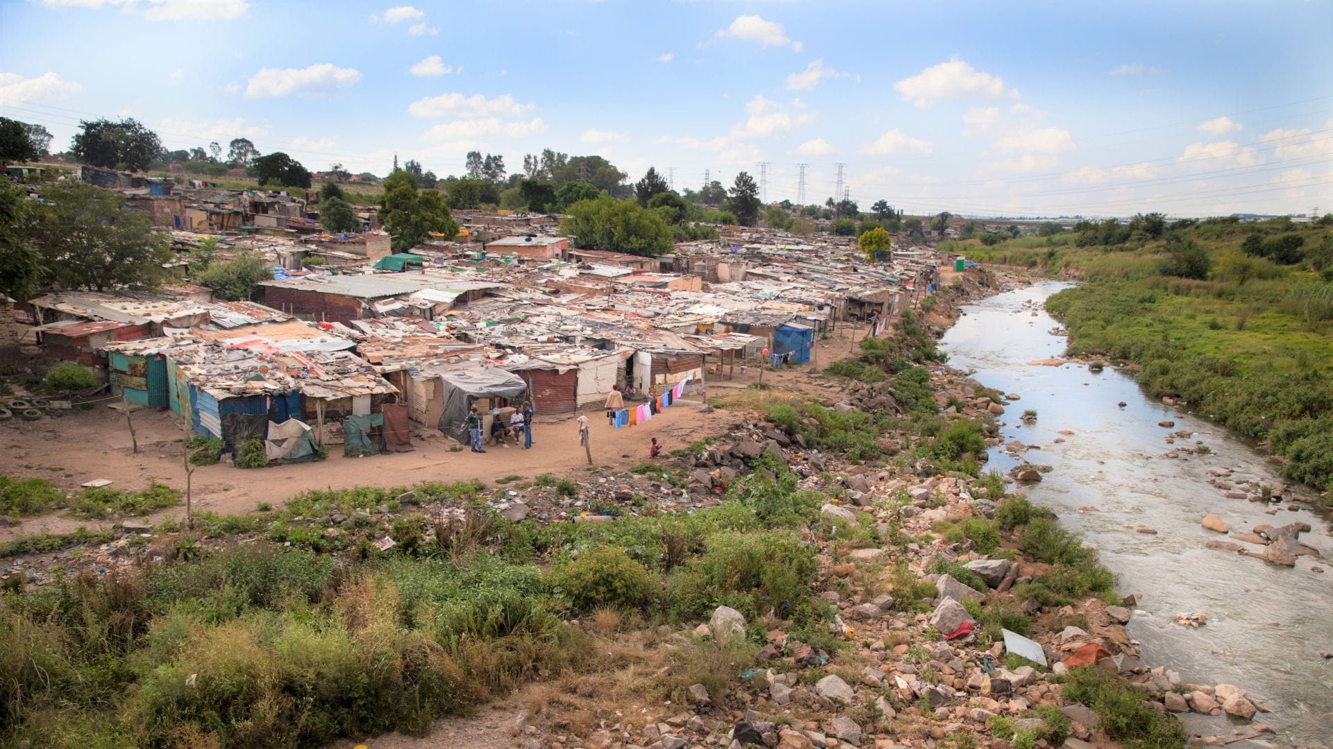 Informal river settlement in Johannesburg