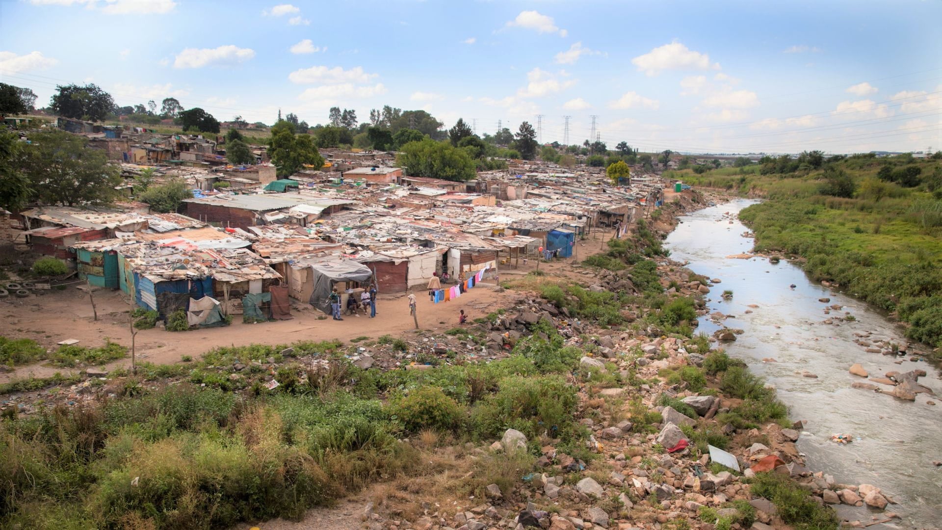 Informal river settlement in Johannesburg