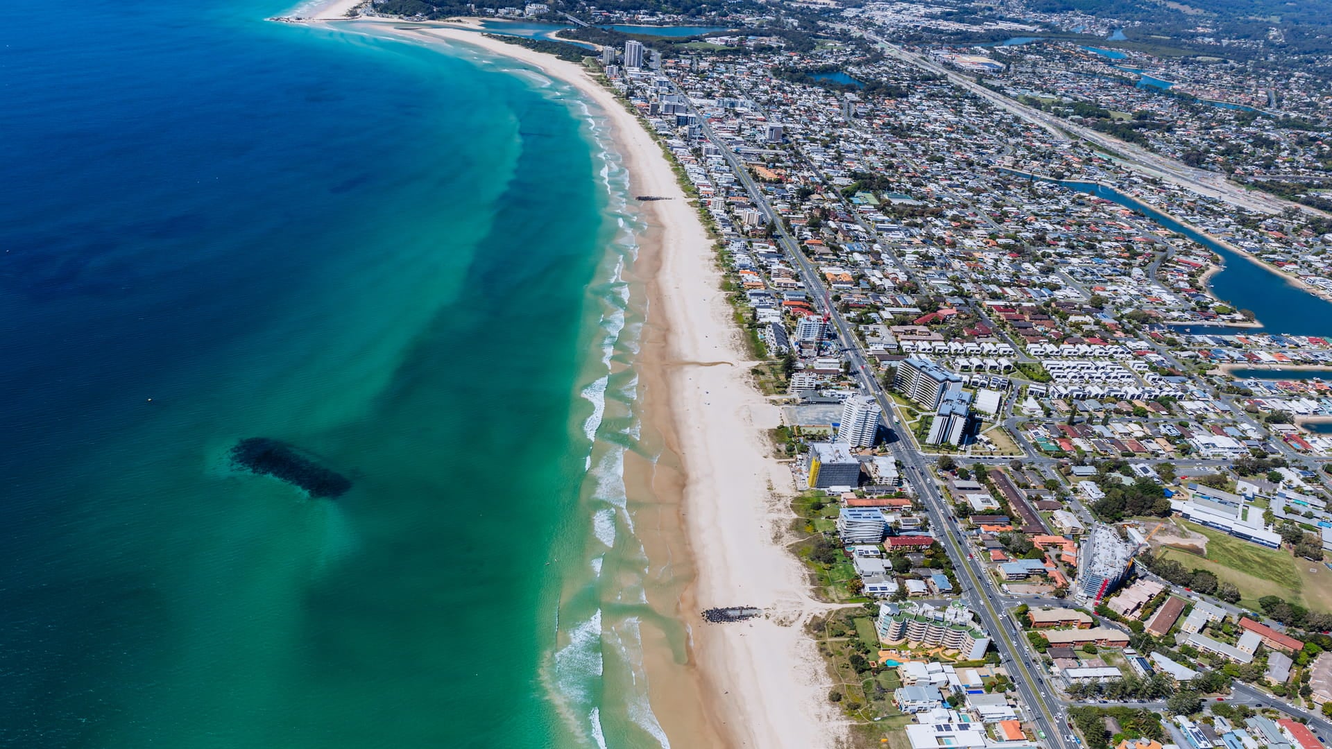 Palm Beach Shoreline project showing coastal management and beach nourishment efforts along the sandy coast