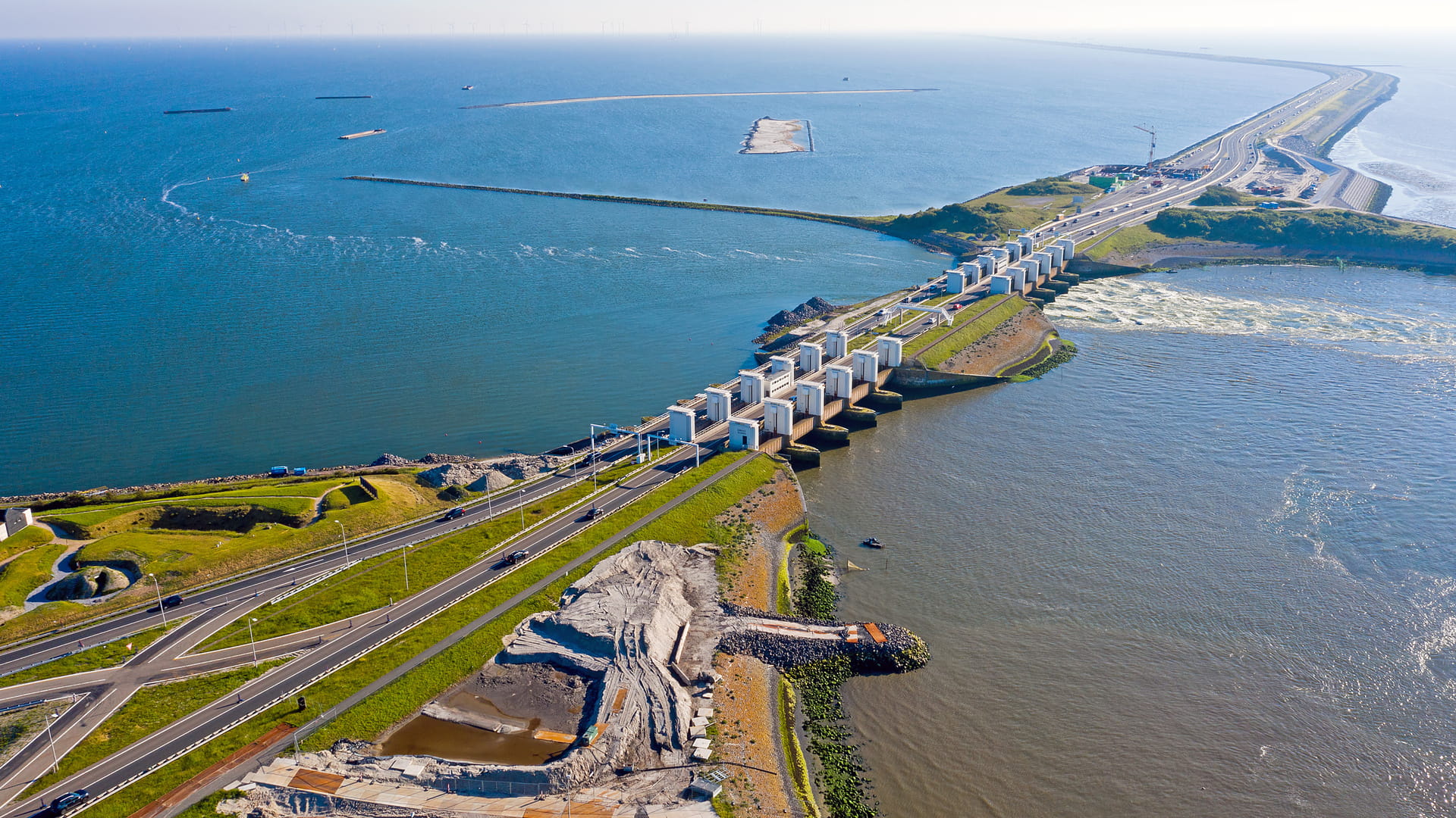 Aerial image of the Afsluitdijk in the Netherland