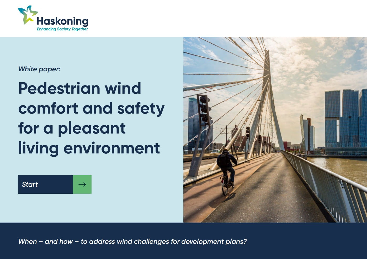 Whitepaper cover with the title 'Pedestrian wind comfort and safety for a pleasant living environment'