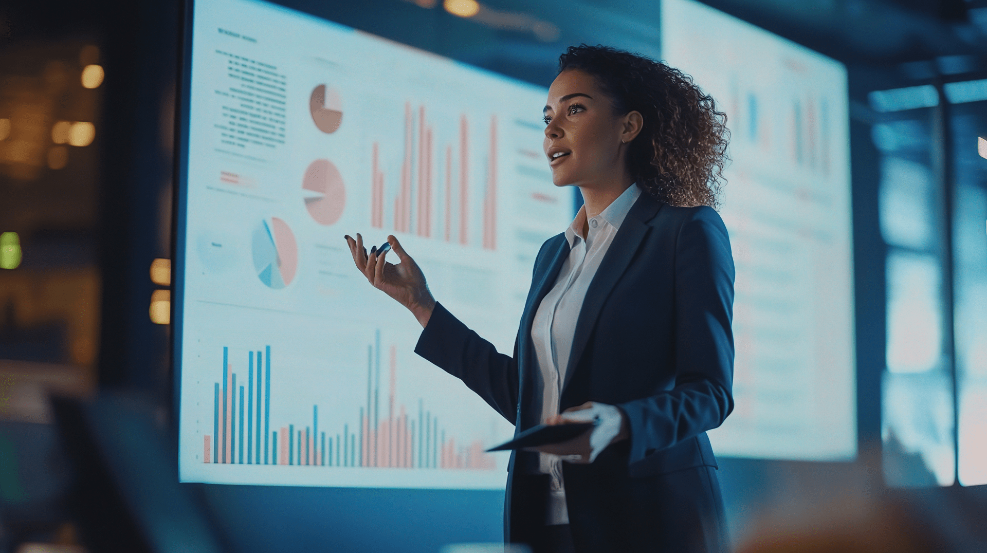 Woman explaining data and sharing Insights