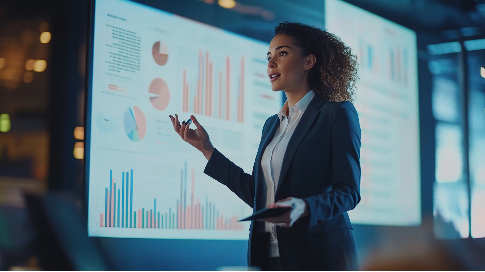 Woman explaining data and sharing Insights