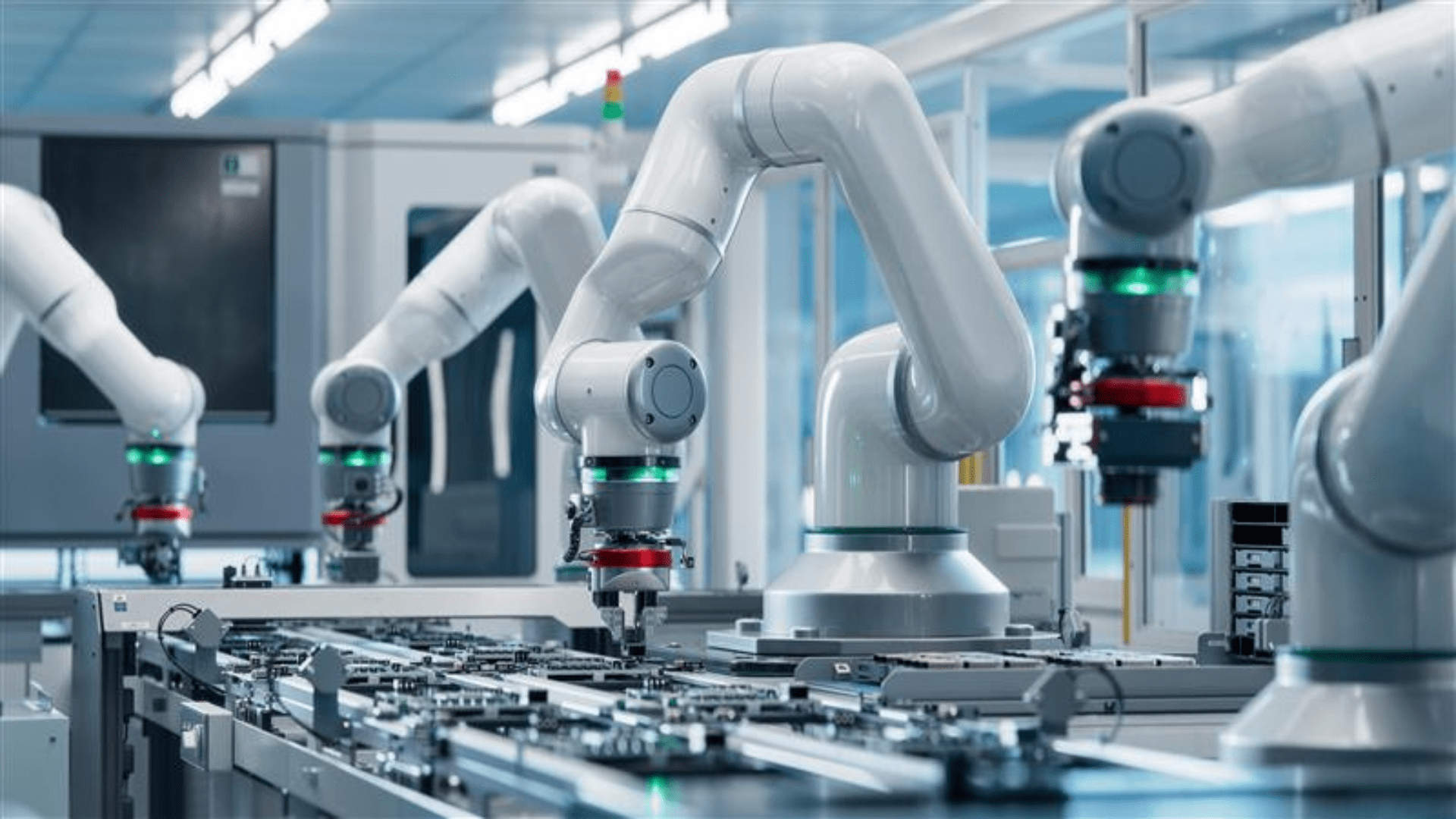 Industrial automation in operational factory with robotic production line, illustrating brownfield project delivery, integration with existing infrastructure and safe, uninterrupted manufacturing operations