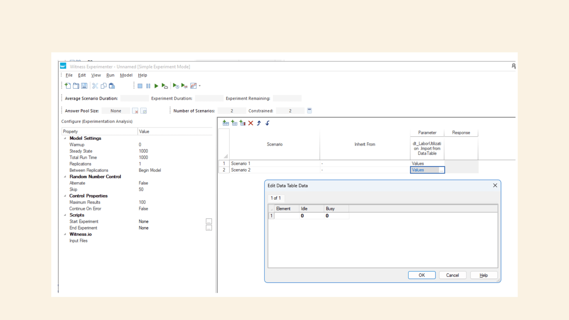 Experimenter Data Table support