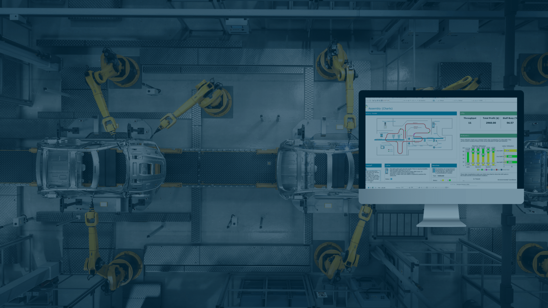 A Witness software screen over an assembly line