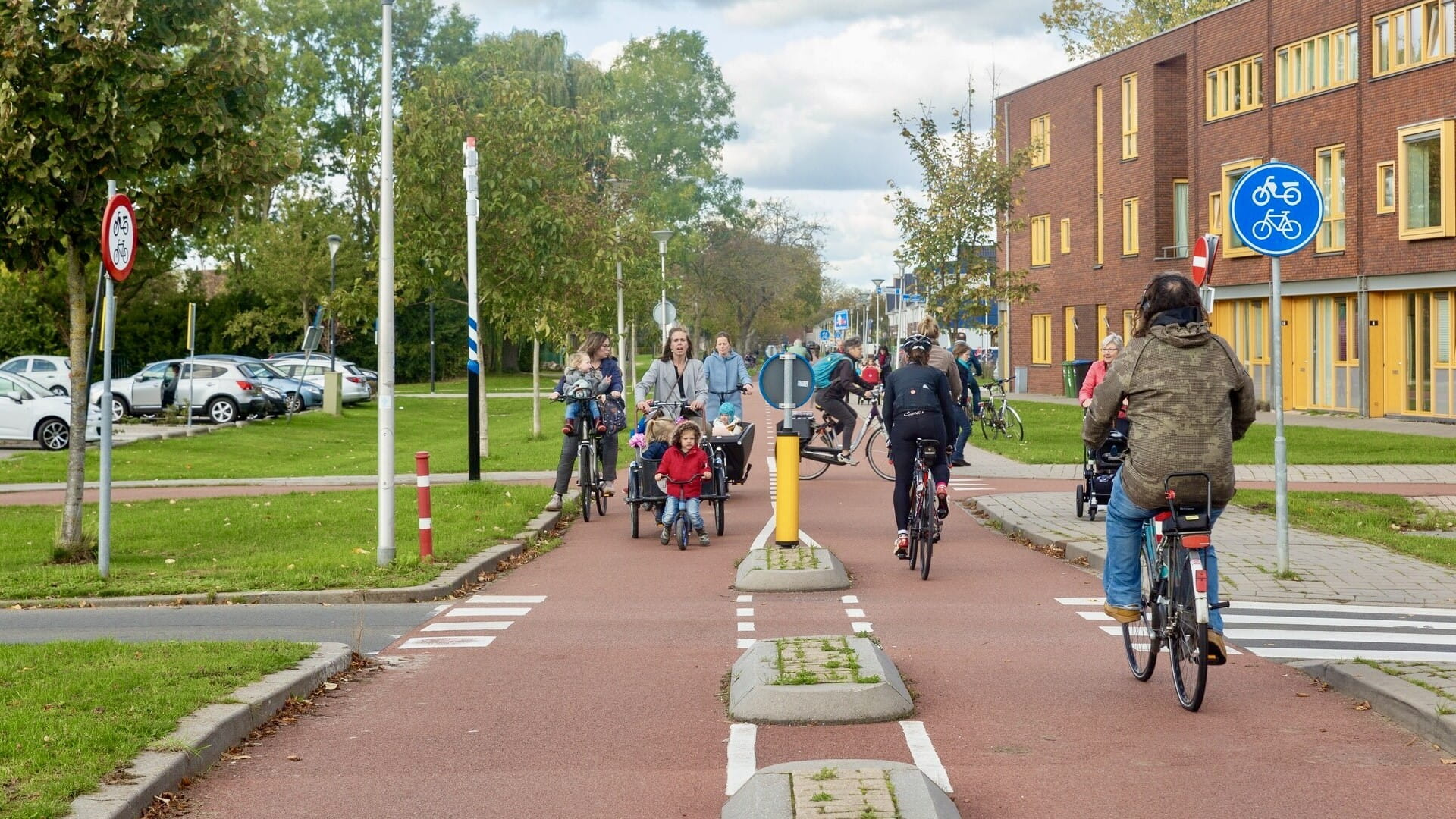 People are biking on the street