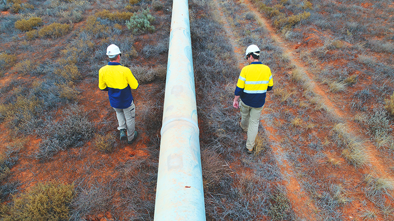 Maintenance operators checking water pipes