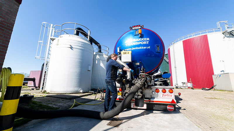 Truck at wastewater treatment plant for sludge transportation