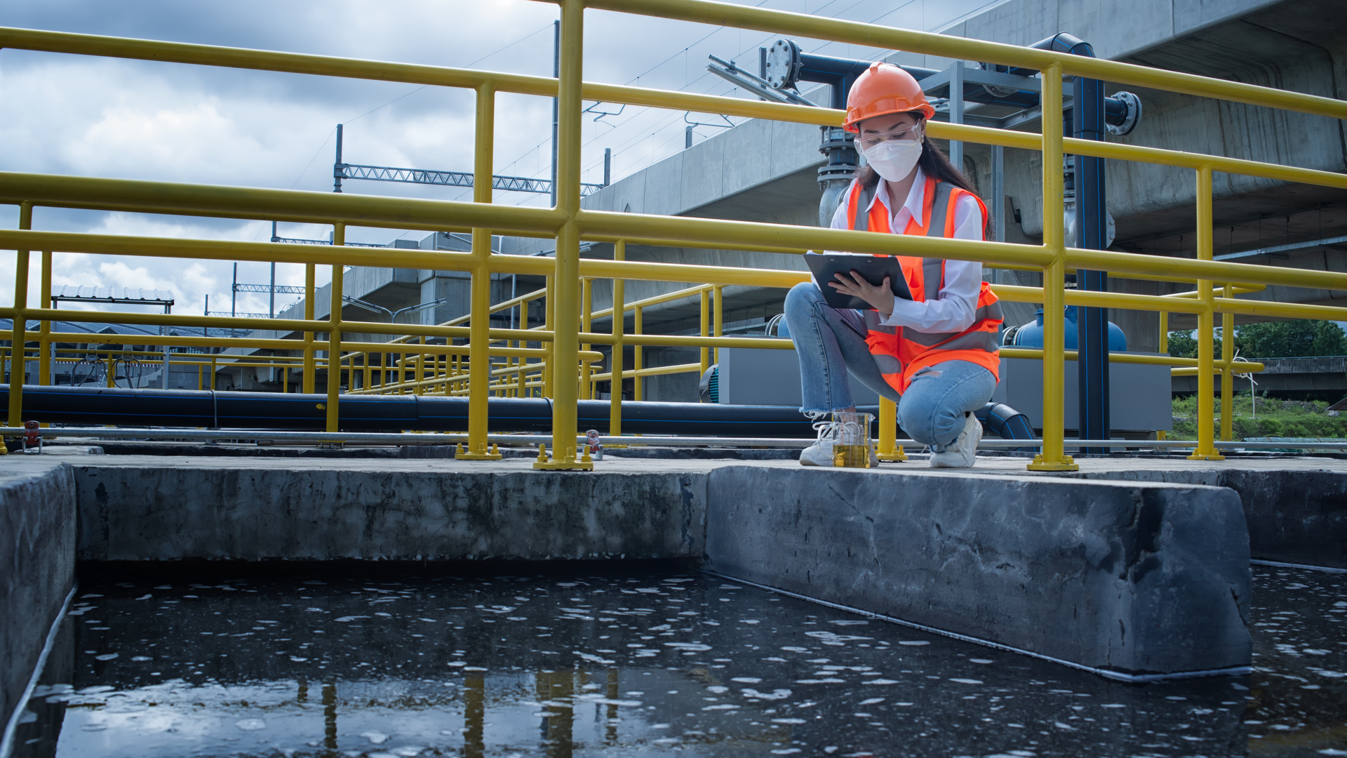 engineer working in a waste water plant
