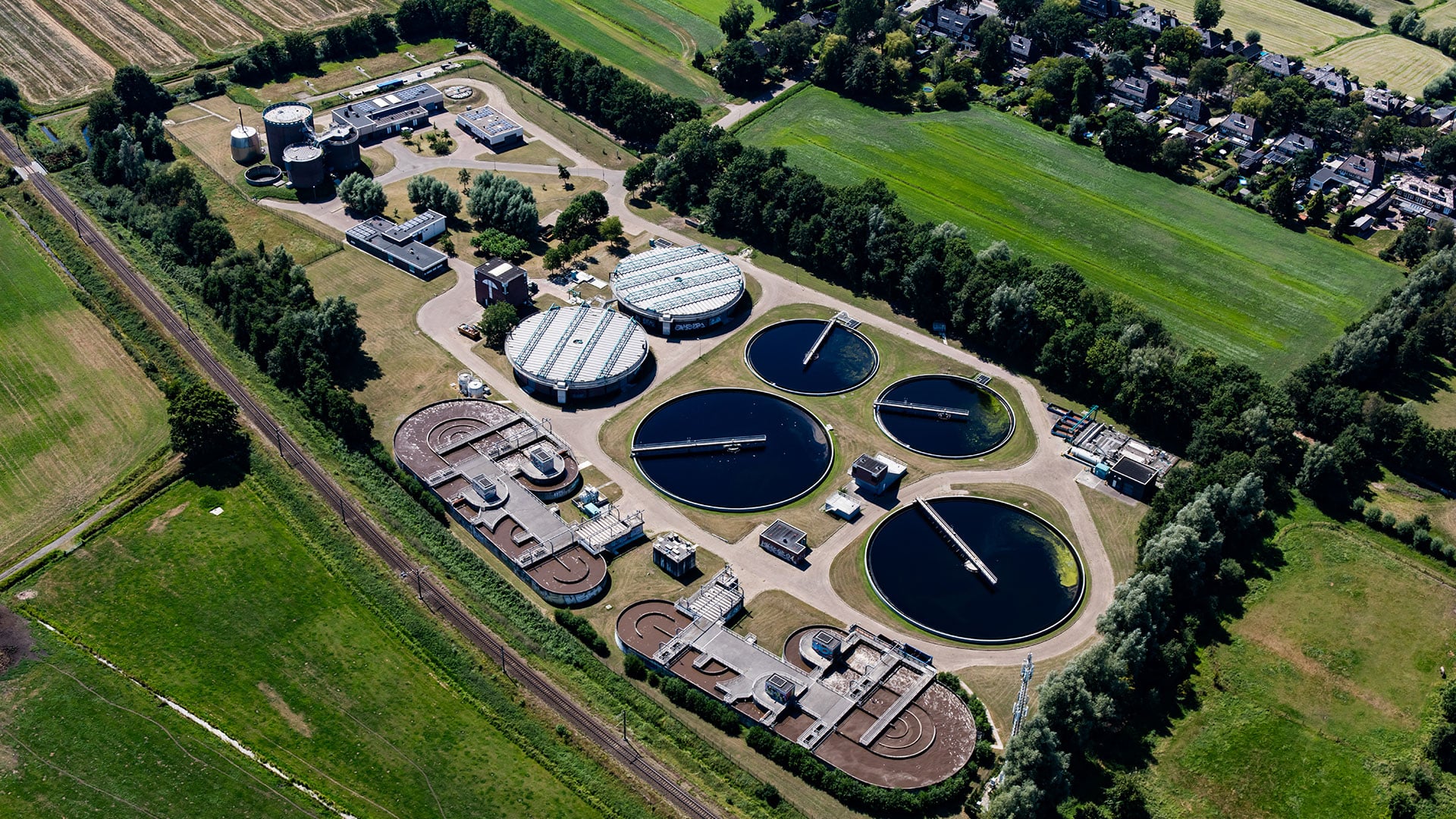 Bird's eye water treatment plant