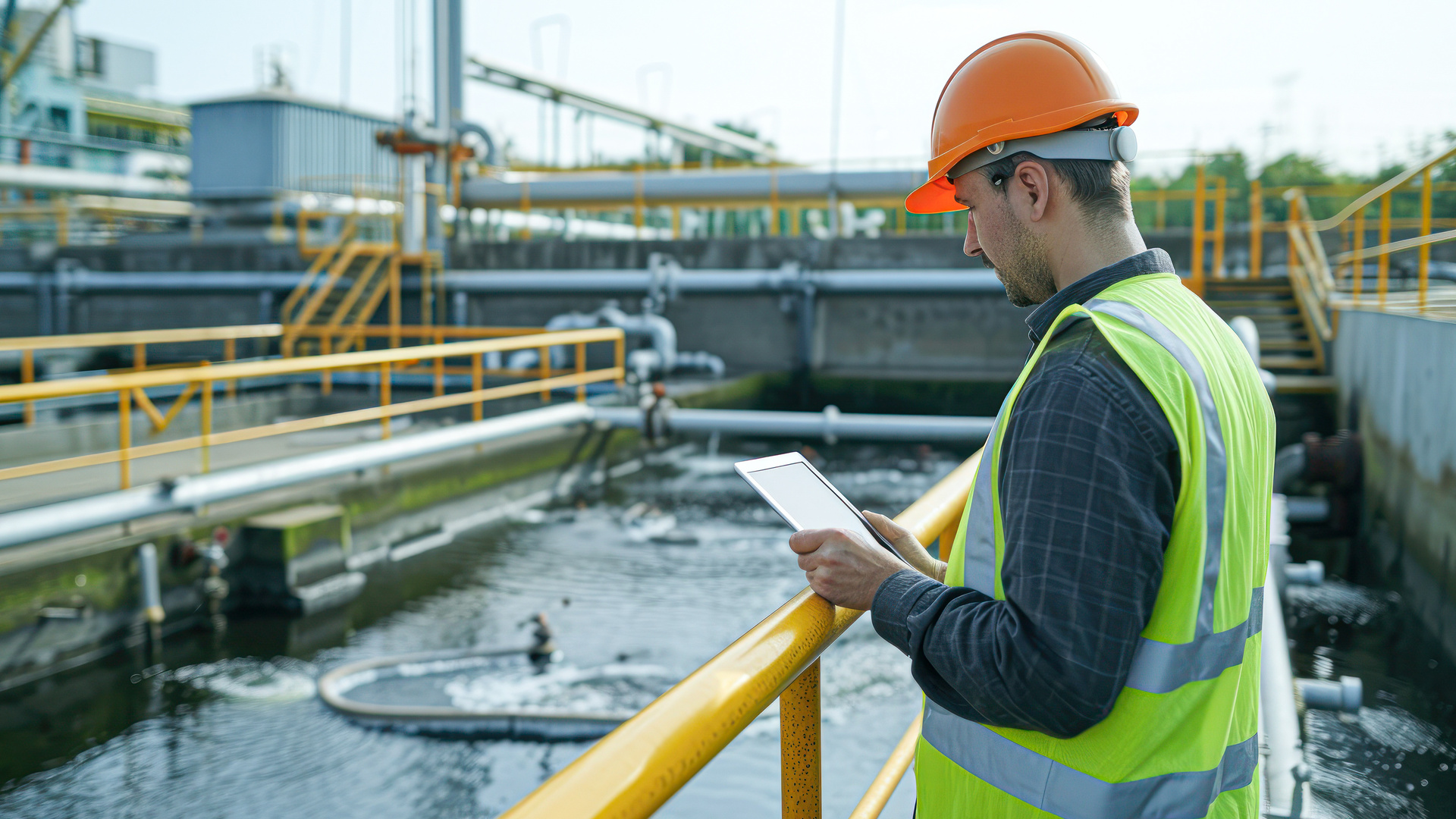 An expert is working in the industrial wastewater treatment plant for troubleshooting