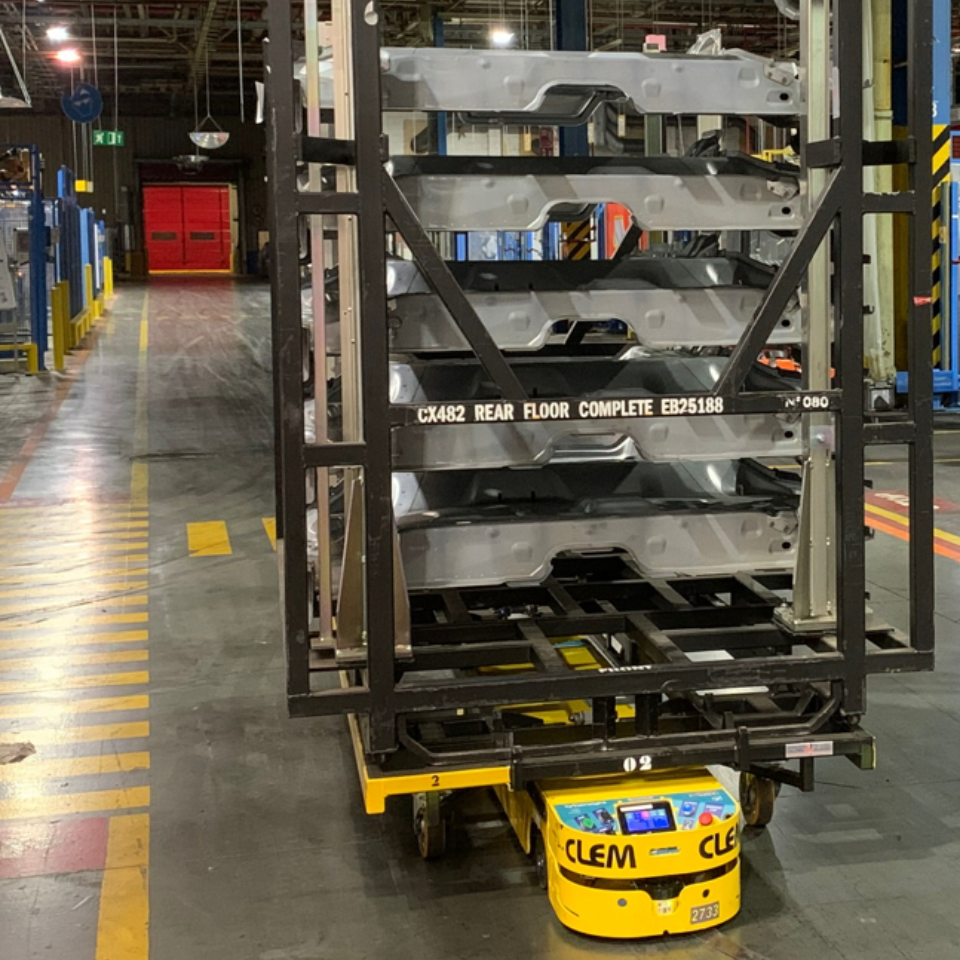 An AGV carries parts in the Ford Valencia plant