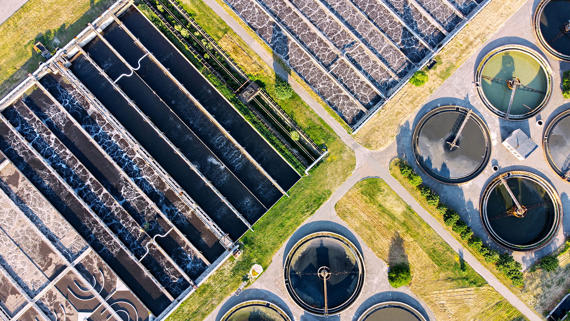 Water treatment plant from above