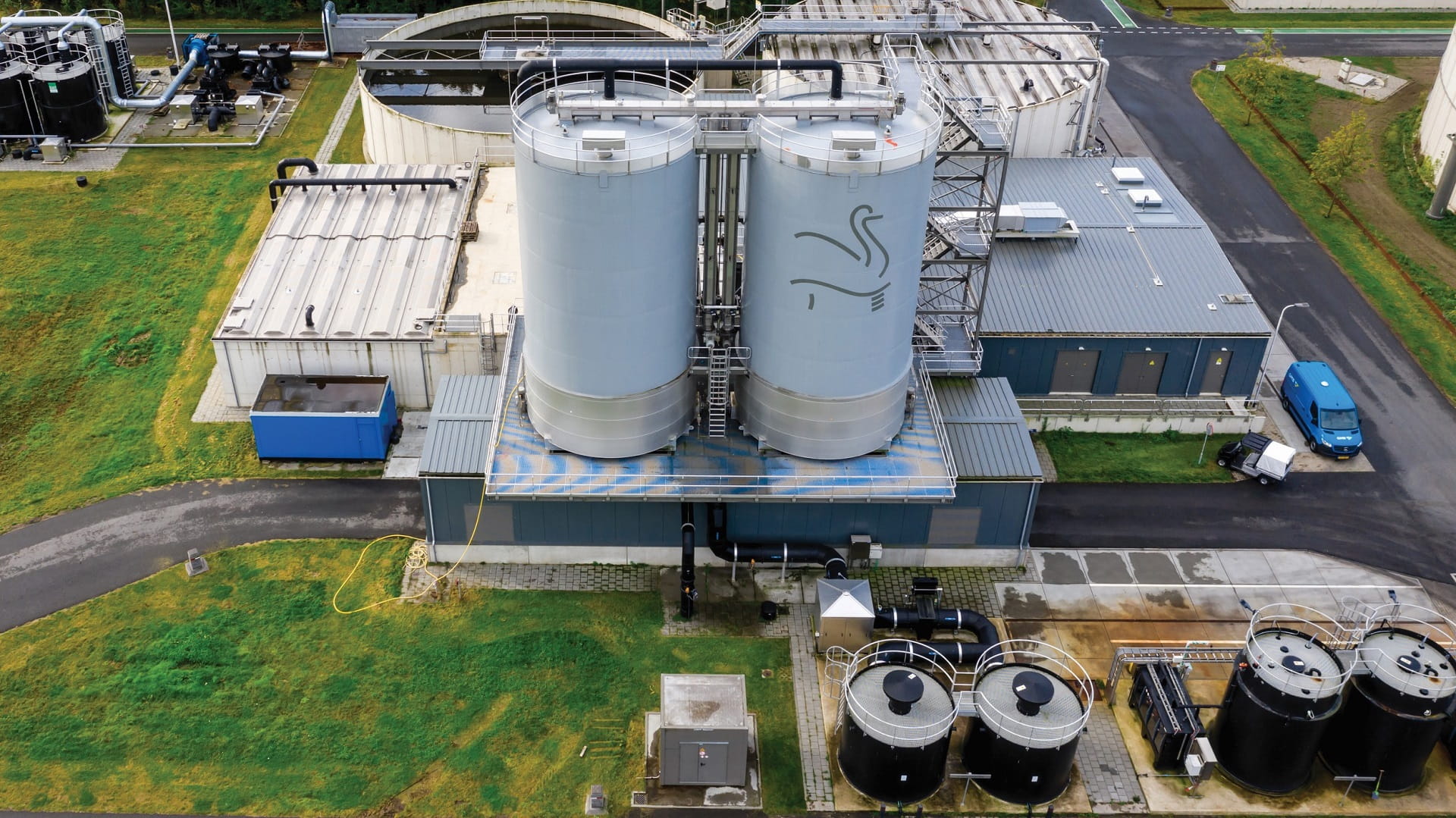 Aerial view on treatment plant