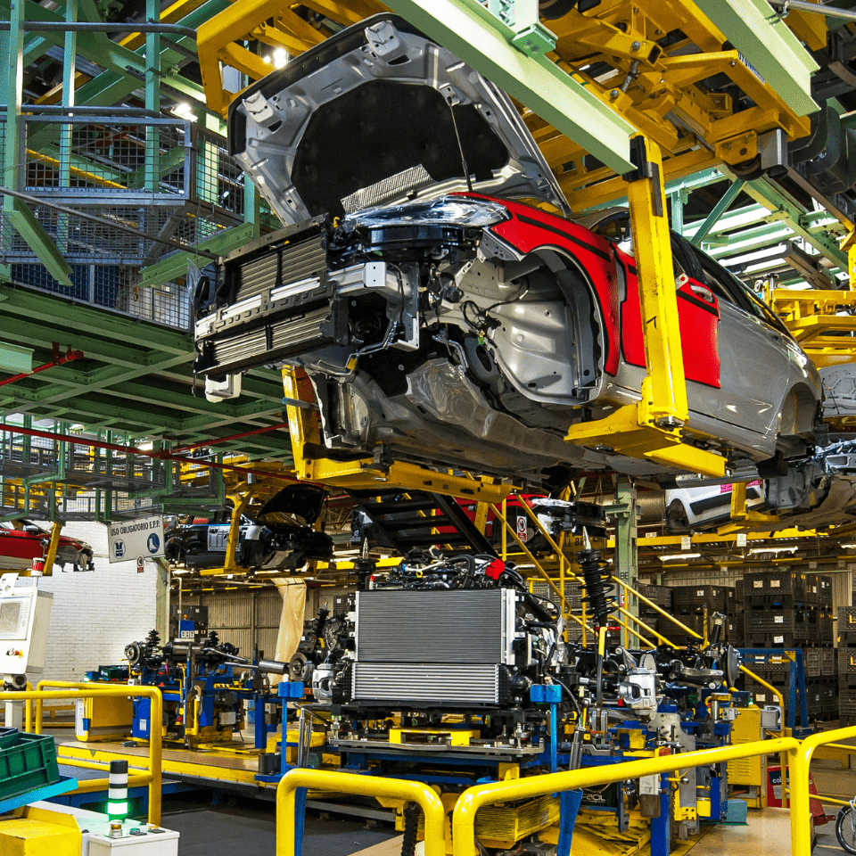 Cars in production at Ford Valencia manufacturing plant