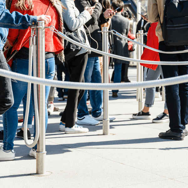 A queue forms outside of an attraction