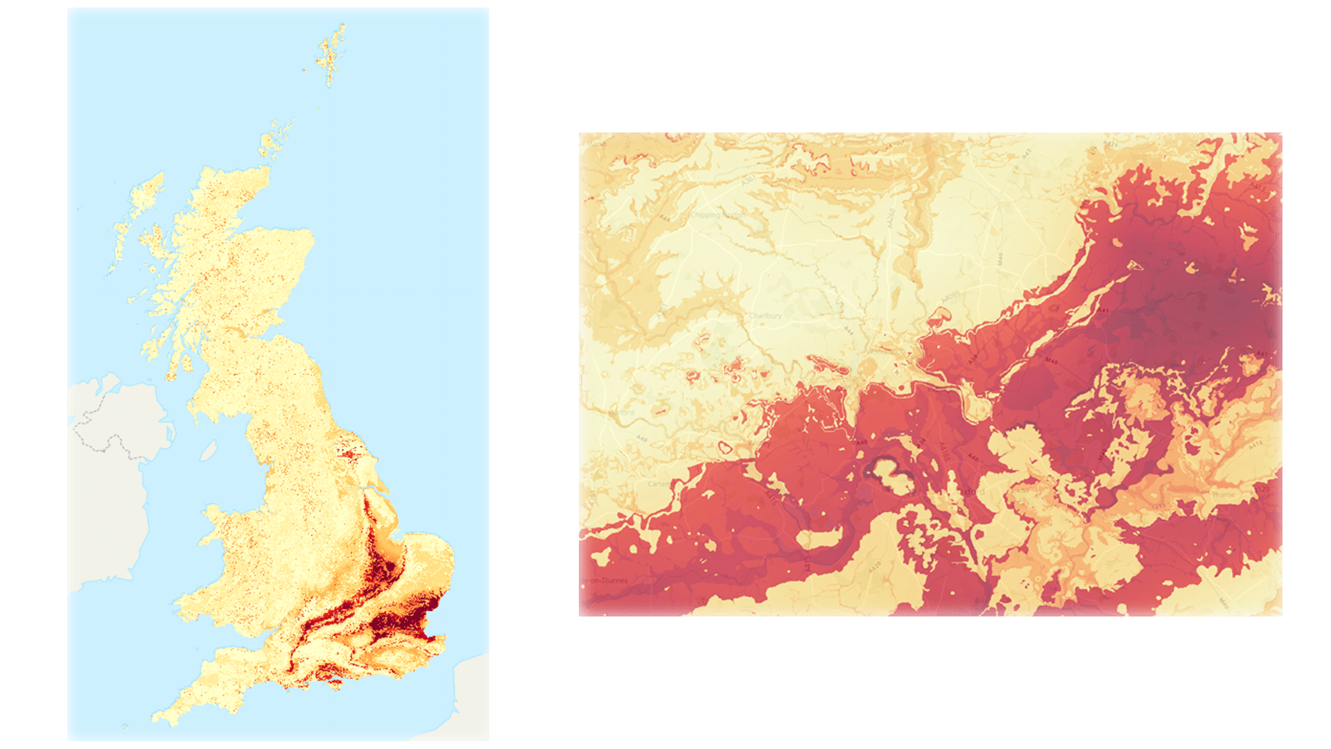 subscore ratings visualised from high to low, red is high and yellow low