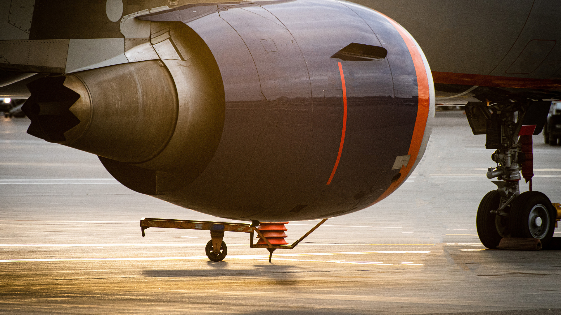 the large engine of an airplane