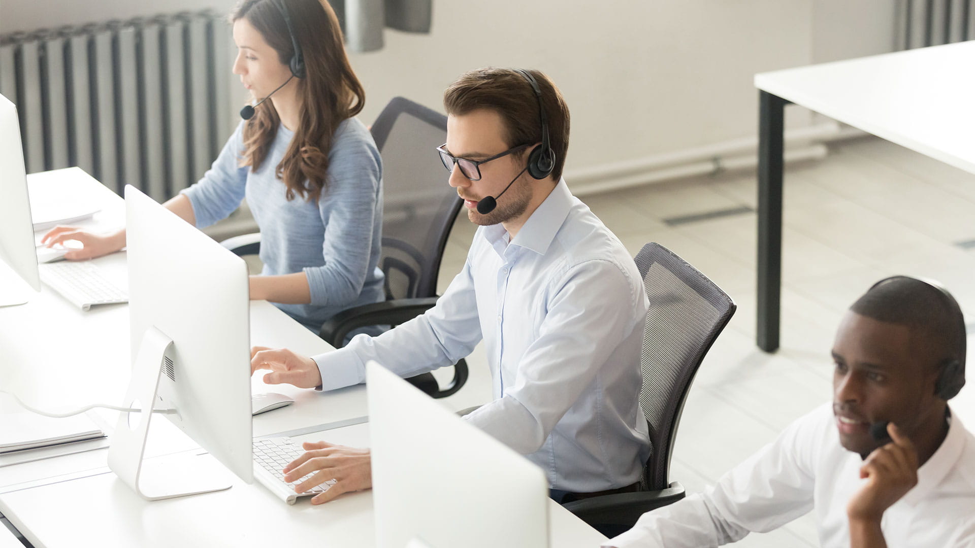 People working in a contact centre