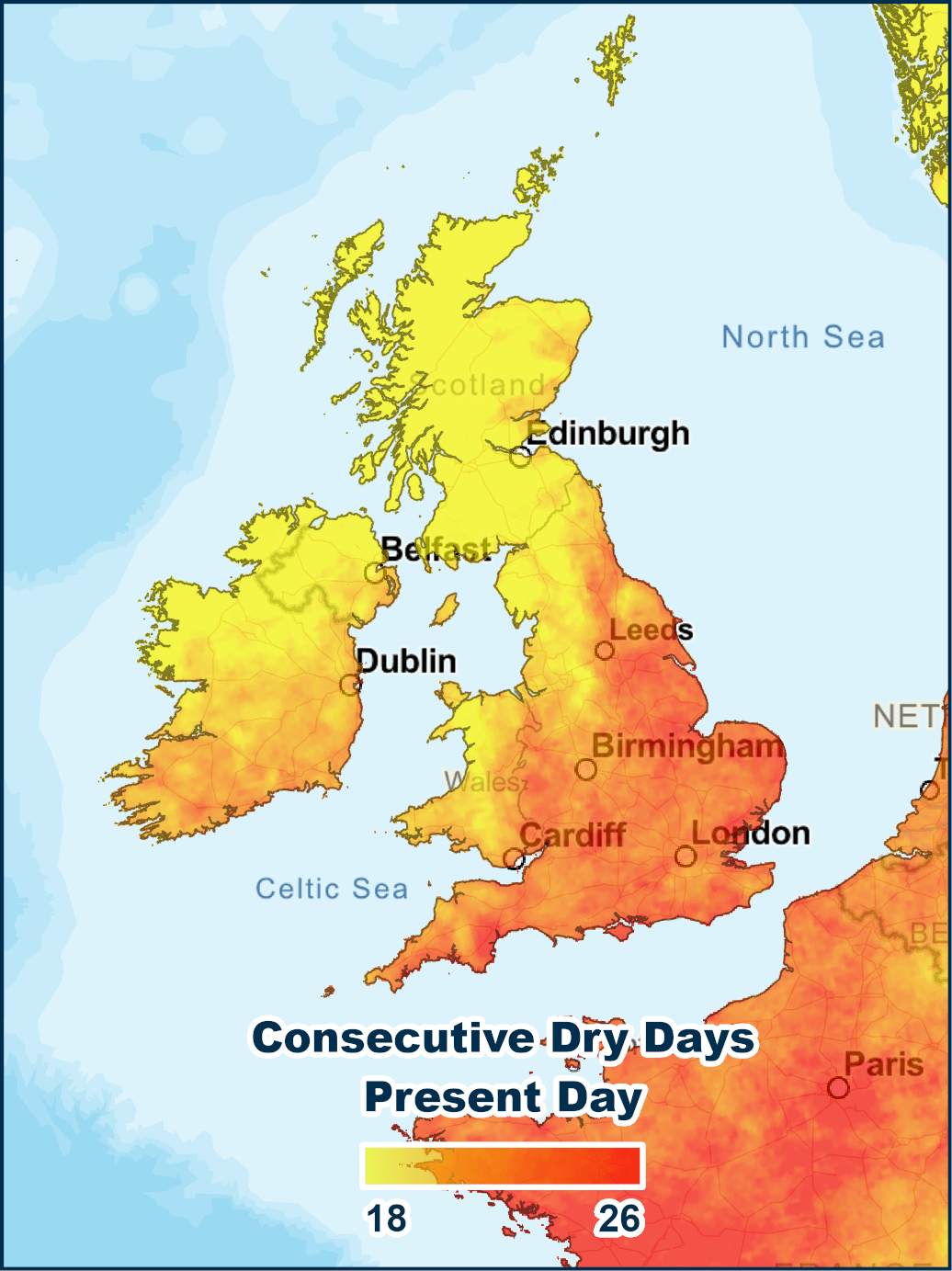 UK Map showing drought risk