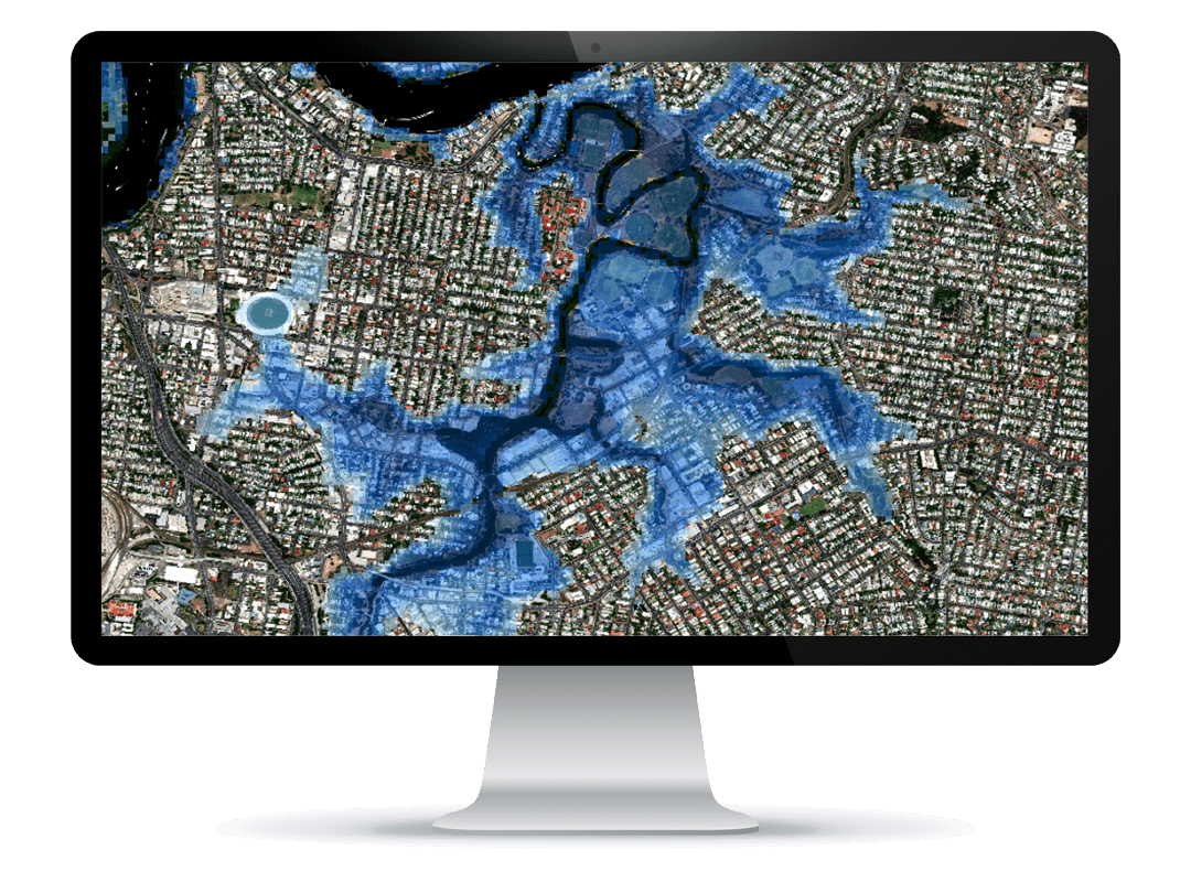 A zoomed in dashboard view of Global Flood Map