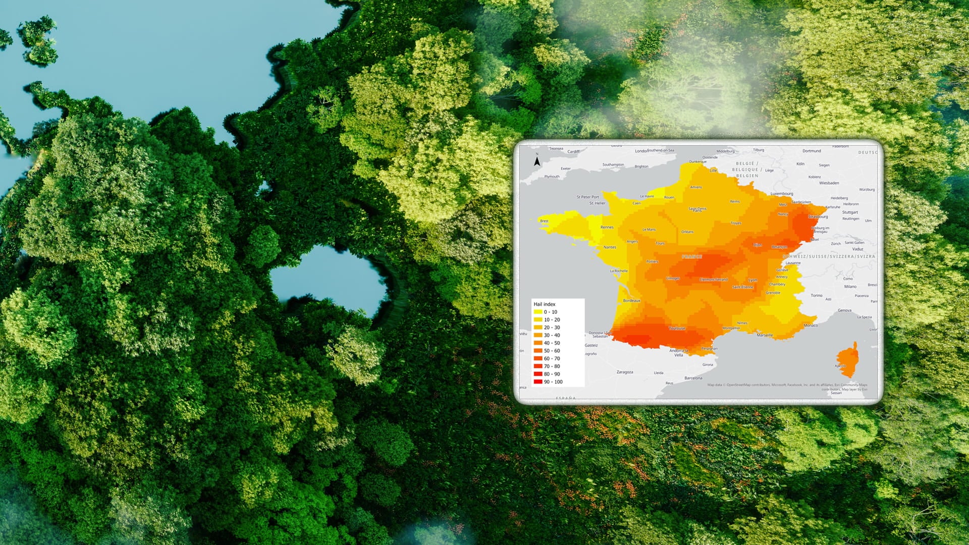 A hazard map showing heat stress risk severity