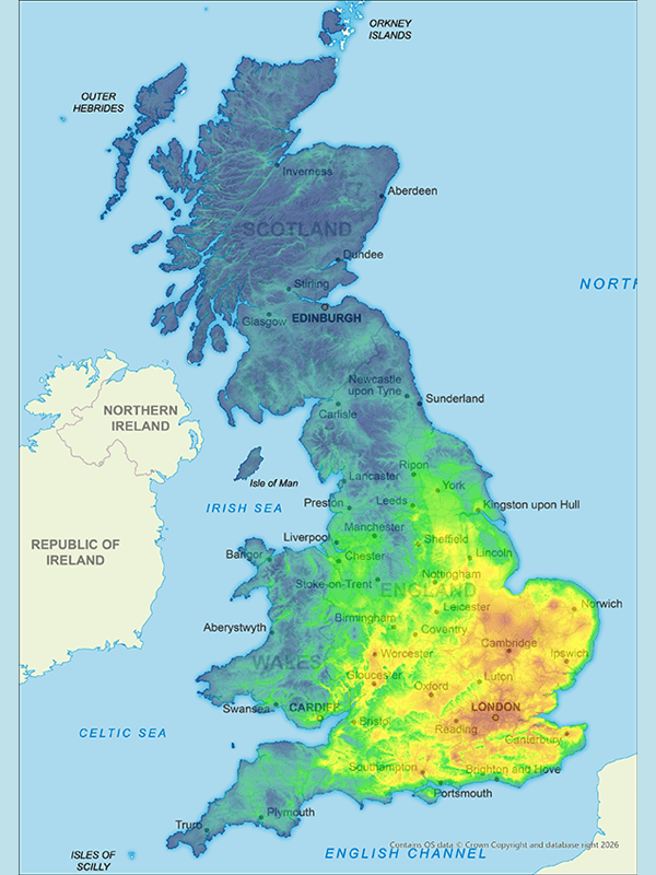 UK extreme temperature heat map