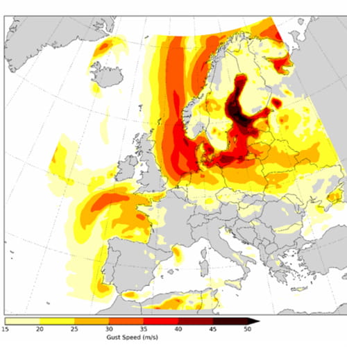 A hazard map showing heat stress risk severity
