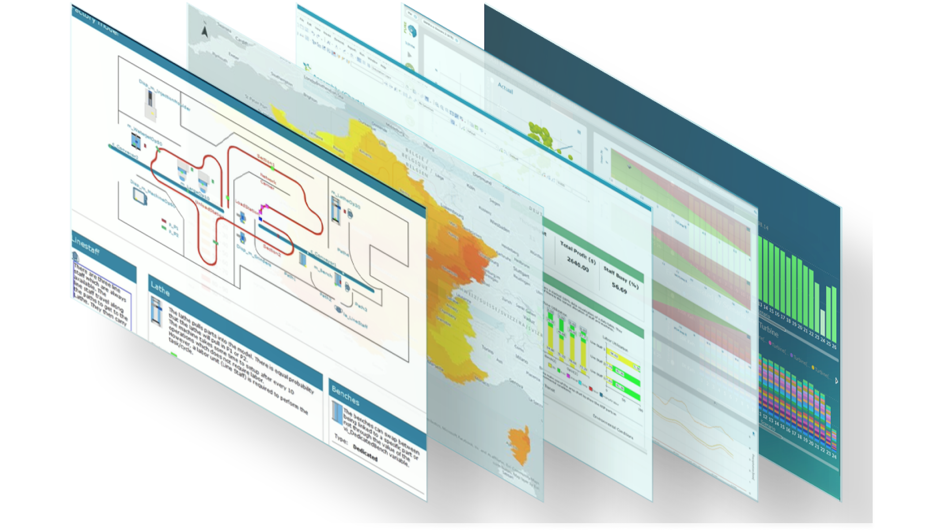 horizontal stack of dashboard images